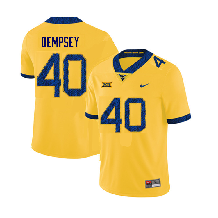 Men #40 Jordan Dempsey West Virginia Mountaineers College Football Jerseys Sale-Yellow - Click Image to Close